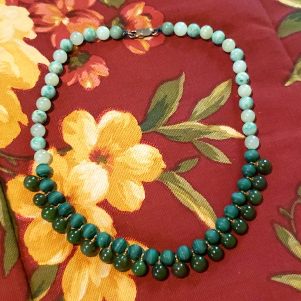Handmade 925 jade malachite necklace